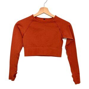 Balance Athletics Rust Orange Long Sleeve Crop Top Size Small Thumb Holes
